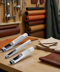 Three-Piece Grommet Hole Punch Set for Leatherworking, heavy duty steel hollow punches in one quarter, three eighths, and one half inch
