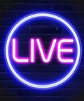 Blue And Pink LED On Air Neon Sign For Streamers Influencers And Gamers A Dope Live Streaming And Recording Light On Brick Wall