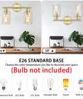 Dope Gold Vanity Light Fixture With Glass Shade Brushed Brass Wall Sconces mounted vertically and horizontally, E26 base