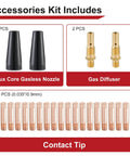 Flux Core Gasless MIG Welding Gun Kit With 24 Pieces Including 20 Tips, 2 Nozzles And 2 Diffusers, product accessories