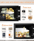 Heavy Duty Home Safe With Fireproof And Waterproof Protection Digital Security Safe With Key And Combo Lock showing removable shelf