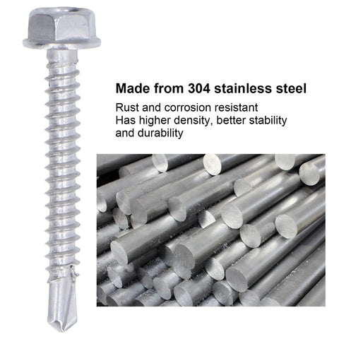 Self Drilling Screw Kit 100 Pieces Stainless Steel Hex Washer Screws And Self Tapping Screws For Home Office Equipment Built Tough
