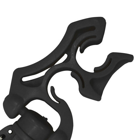 Close-up of Double Hose Clip For Scuba Gear With Easy Snap On, Keeps 2 Low And High Pressure Hoses Organized And Tangle Free