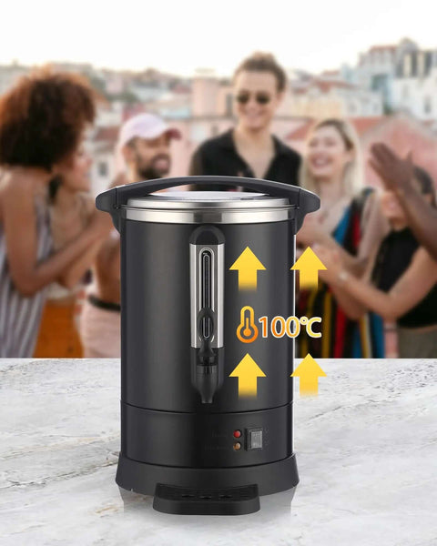 Front view of Workhorse 120 Cup Commercial Coffee Maker With 18 L Stainless Steel Urn Double Layer Hot Beverage Dispenser