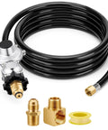12 Ft Two Stage Propane Regulator Hose With Three Eighths Inch Female Port Freeze Resistant For RV Grill Gas Stove And Generator
