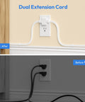 Double Split Extension Cord 12 Foot Dual Power Cable Featuring A Low Profile Flat Plug Build Perfect For Bedside Desks And Tight Living Areas with clean installation.