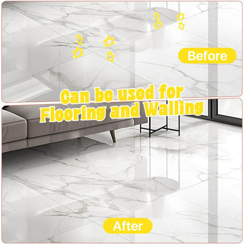Comparison of marble floor before and after using 200 Pack 6 In 1 Hexagon Tile Spacers For DIY Pros, 1mm To 5mm Gaps.