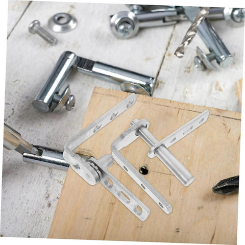 Heavy Duty Stainless Steel Pivot Hinges With Auto Close for Hidden Sliding Doors and Concealed Bookcases displayed on wood