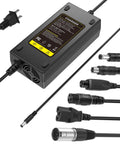 Seven In One Universal 54.6V 2A Ebike Charger For 48V Li Ion 13S Batteries shown with 7 interchangeable charging heads