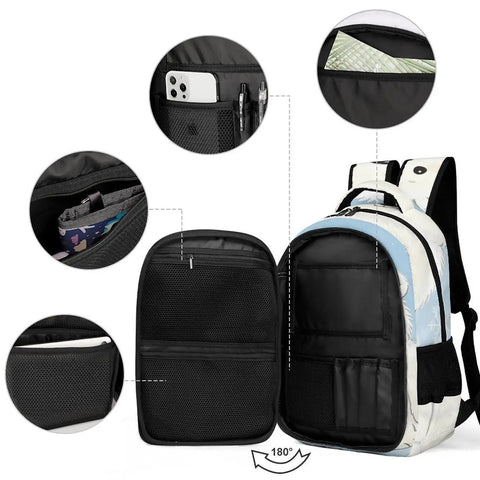Interior view of Waving Polar Cub Printed Unisex Backpack With Large Capacity Durable Polyester Daypack, showing compartments