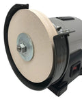 Leather Honing Wheel For 6 Inch Bench Grinders And Polishers, Durable Stacked Leather Buff Wheel 3/4 Inch Thick attached to grinder