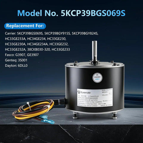 Condenser Fan Motor Hvac Replacement Heavy Duty Copper Winding Delivers Serious Performance with wire connections and model number 5KCP39BGS069S.