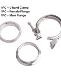 V Band Clamp With Flanges Stainless Steel 304 Quick Release Kit for Exhaust Pipes 1.75 Inch, showing clamp and flanges