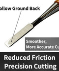 Classic Japanese Mortise Chisel 12mm Half Inch Oire Nomi For Woodworking showing hollow ground back for precision cutting.