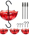 Ant Moat For Hummingbird And Oriole Feeders, 5 Oz Cup, 4 Pack, Clear Water Cup With Red Umbrella Design, Hanging Ant Guard