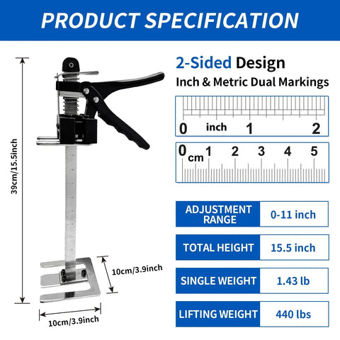 Image showing Greywolf Multi-Function Furniture Lifter With Dual Arm Jacks for cabinet raising, 15.5 inches tall, manual tool.