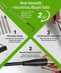 Easy assembly steps for Heavy Duty Garden Draw Hoe With 60 Inch Handle For Easy Weeding And Tilling Stand Up Garden Tool.