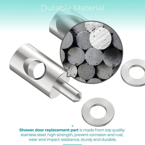 Top Notch Heavy Duty 5/16 Inch Stainless Steel Shower Door Hinge Pin For Framed Glass Doors With Continuous Hinge Rust Proof Replacement Hardware With Washer, showcasing durable stainless steel material.