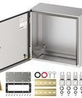 Heavy Duty 304 Stainless Steel Electrical Box Nema 4X Junction Enclosure 16X16X8 with open door, mounting hardware, and sealing components