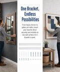 Heavy Duty 12 Inch Aluminum French Cleat Hanger Kit With Z Clips For Hanging Pictures Mirrors Panels Whiteboards Shelves Artwork And More Quick Easy Install No Fuss Rock Solid Wall Mount System installed on mirror and framed art