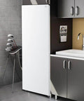 No Sweat Storage Upright Convertible Freezer Fridge With Seven Point Zero Cubic Feet Capacity In Clean White Build in a garage setting.