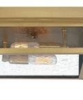 Close-up of Outdoor Flush Mount Ceiling Light 12 Inch Two Light Antique Brass Industrial Lantern With Seeded Glass