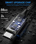 6ft USB A To USB C Cable 2 Pack Fast Charging Cord Type C Charger High Speed 3A Output QC 3.0 Compatible Data Sync Up To 480 Mbps Dope Durable Nylon Braided Cable 56kΩ chip close-up