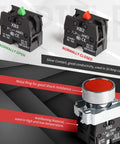 Two Pack 22mm Momentary Push Button Switch Red And Green 1NO 1NC Metal Head XB2-11BN-G&R SPST 660V 10A Nylon Body