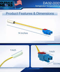 Direct Replacement Refrigerator Temperature Sensor For DA32-00011C, 14-inch yellow wire with blue connector