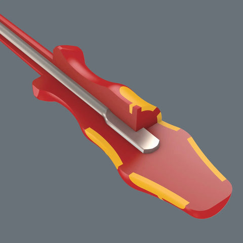 Close-up of Kraftform handle showing reduced blade of Phillips Head Screwdrivers Multi Tool Kit With Slim Kraftform Handle And Reduced Blade Diameter For Tight Spots Ergonomic Grip For Fast Easy Screwdriving In Confined Areas Durable Diy Powerhouse.