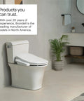 Premium Electric Bidet Seat For Elongated Toilets Featuring Heated Seat And Stainless Steel Nozzle With Warm Air Dryer Night Light And Gentle Close Lid Side Arm Control For A Hassle Free Bang For Buck Bathroom Glow Up on standard elongated toilet in modern bathroom.