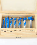 Carbide Tipped Forstner Bit Set 8 Piece Wood Drilling Kit With Pro Grade Precision Bits In 1/4 3/8 1/2 5/8 3/4 7/8 1