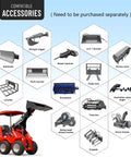 Mini Skid Steer Loader HY480D 23HP V Twin Honda GX690 with accessory options like grapple, trenchers, buckets, and more