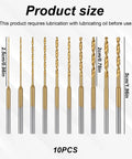 10 Pack Mini Twist Drill Bit Set 0.6mm To 2.2mm Titanium Coated High Speed Steel Micro Drill Bits For DIY Wood Bead Jewelry Making