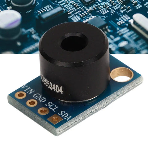 Infrared Temperature Sensor Module For DIY Projects Wide Ambient Range From Minus 40 To 120 Celsius Object Range From Minus 70 To 382.2 Celsius 10 Bit PWM Output SMBus Digital Interface MLX90614ESF GY906 Compatible Non Contact Temperature Detector on circuit board background