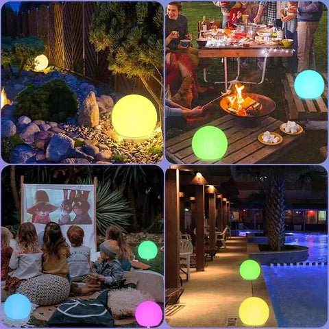 8 Inch Solar Globe Light Outdoor Waterproof With Remote Control, 16 RGB Color Changing Glowing Orb Lamp illuminating garden scenes