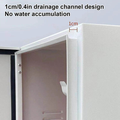 Heavy Duty Outdoor Electric Vehicle Charger Enclosure Rugged Cold Rolled Steel Weather Lock Box drainage channel design close-up