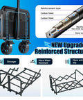 Foldable Wagon Cart With All Terrain Wheels And Brakes, Heavy Duty Utility Wagon, reinforced steel frame, black structure details