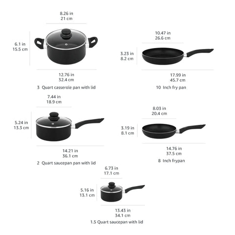 Hassle Free Ceramic Nonstick Eight Piece Pots And Pans Set With Cool Grip Soft Handles For Buttery Smooth Food Slide And Steady Heat Distribution On Any Stovetop In Sleek Black Finish