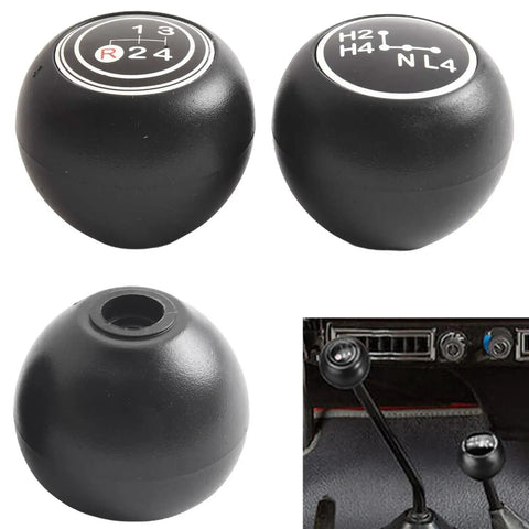 Sweaty Hands Upgraded 2-Pack Black Plastic Manual Gear Shift Knob And Transfer Case Lever Handle Kit For Toyota Land Cruiser FJ40 With Smooth Four Speed Shifting That Fits Like A Glove From 1969 To 1986 Direct Factory Replacement, black shift knobs
