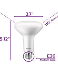 Flicker Free LED BR30 Flood Light Bulb With 1400 Lumens Daylight 5000K Dimmable 15W To 100W Equivalent E26 Base dimensions