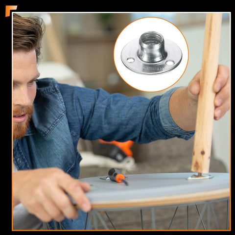 Premium M10 Tee Nuts With Included Screws And Galvanized Steel Round Base Flange Inserts for furniture assembly use.