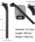 Ultra Lite Carbon Fiber Bike Seat Post 27.2/31.6mm Offset For Road Mountain BMX Ebike Length 350/400mm Black Matte on Scale