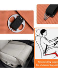 Premium Orange Car Seat Leg Extender Cushion For Mini Electric Cooper Se Jcw convertible, showing breathable material and support structure.