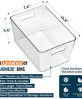 Bulk Clear Storage Bins Set Of 12 With Durable Handles And Blank Labels For Stackable Plastic Pantry Organization, 10.8x7.4x5.4in, BPA free.