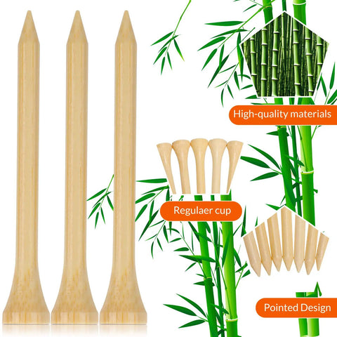 Bulk 2000 Pack Bamboo Golf Tees Two And Three Quarters Inch Natural Wood Color Friction Reducing Tees For Side Spin