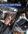 Mechanic using Telescoping Inspection Mirror With LED Light And 3.75 Inch Round Mirror to inspect under a vehicle.