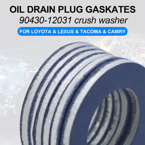 12 Pack Aluminum Oil Drain Plug Gaskets For Oil Pan Seal Durable Asbestos Free Gasket Set With Tight Seal To Prevent Leaks Ideal For Cars And Trucks For Most Vehicles. 90430-12031 crush washer for Toyota and Lexus