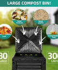 80 Gallon Outdoor Compost Bin With Top Flip Lid BPA Free Large Garden Composter For Kitchen And Yard Scraps Easy Assembly