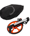 KIMISS Distance Measuring Wheel for Accurate Land Measurement with orange wheel and black carrying bag.